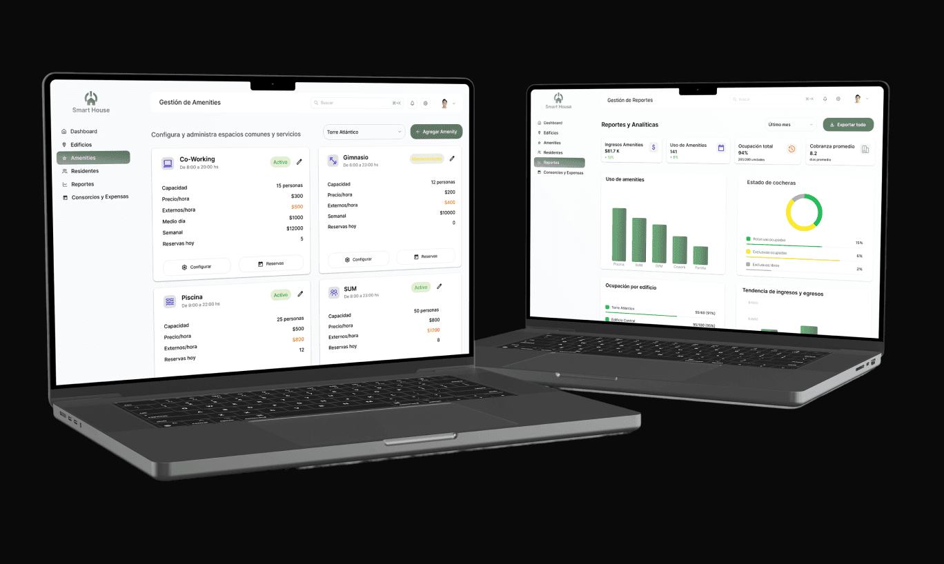 Platform dashboards for constructors on two laptops